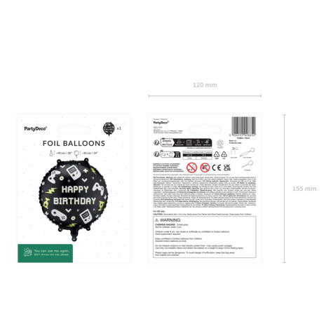 Fóliový balónek kulatý 35 cm Hráč Happy Birthday ~ 3
