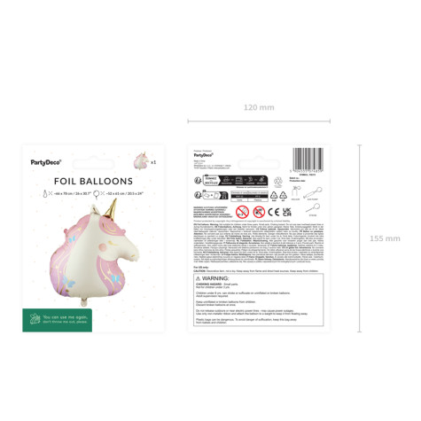 Fóliový balónek Jednorožec 52x61cm ~ 3