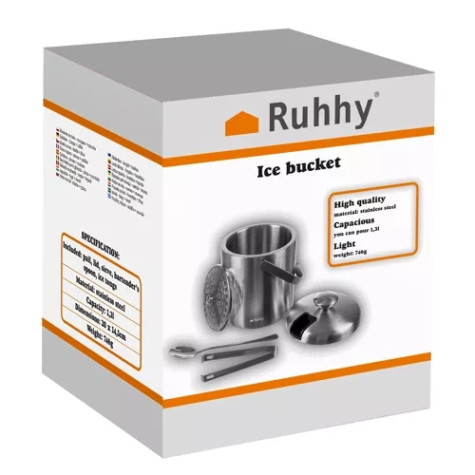 Nádoba na led 1,3 l se lžičkou a kleštěmi nerez Ruhhy 21159 ~ 9