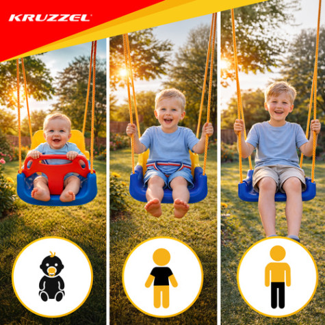 Dětská plastová houpačka 3v1 barevná Kruzzel 23552 ~ 3