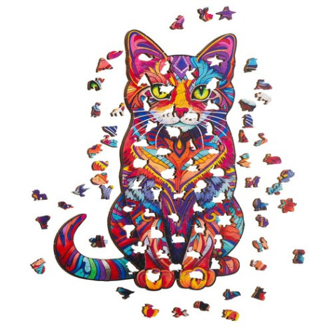 Dřevěné puzzle Barevná kočka Kruzzel 22878 ~ 2