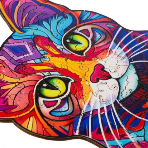 Dřevěné puzzle Barevná kočka Kruzzel 22878 ~ 3