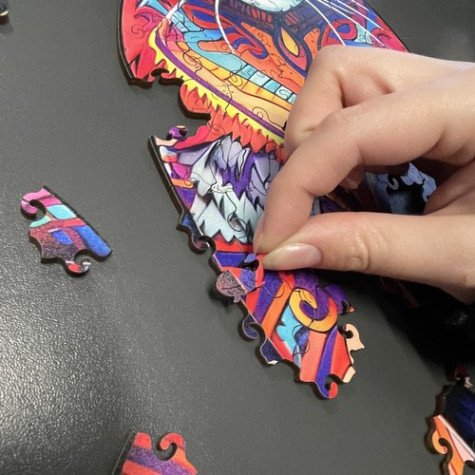 Dřevěné puzzle Barevná kočka Kruzzel 22878 ~ 5