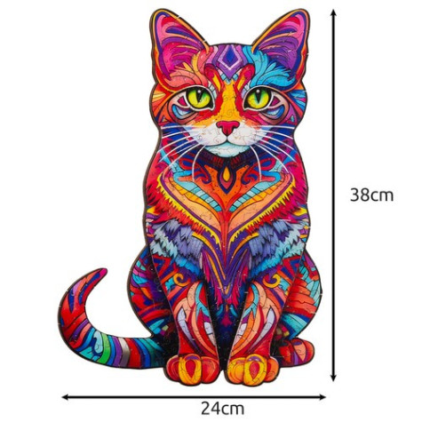 Dřevěné puzzle Barevná kočka Kruzzel 22878 ~ 8