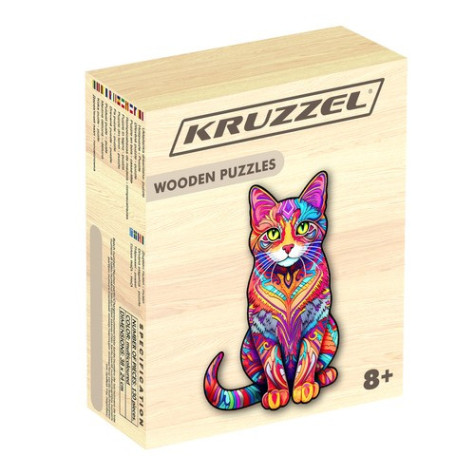 Dřevěné puzzle Barevná kočka Kruzzel 22878 ~ 9