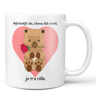 Hrnek 330 ml - Medvídek s růží