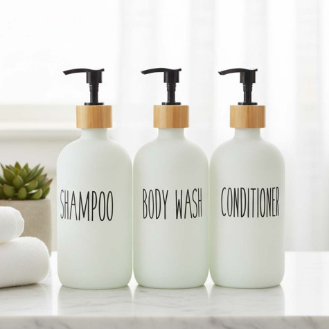 Dávkovače do koupelny 3 ks na šampon, kondicionér a sprchový gel ~ 1