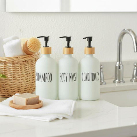 Dávkovače do koupelny 3 ks na šampon, kondicionér a sprchový gel ~ 2