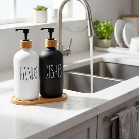 Sada dávkovačů s pumpičkou 2 ks na podnose ~ 2