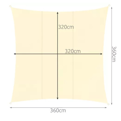 Sluneční plachta 3,6x3,6m béžová Gardlov 23165 ~ 3