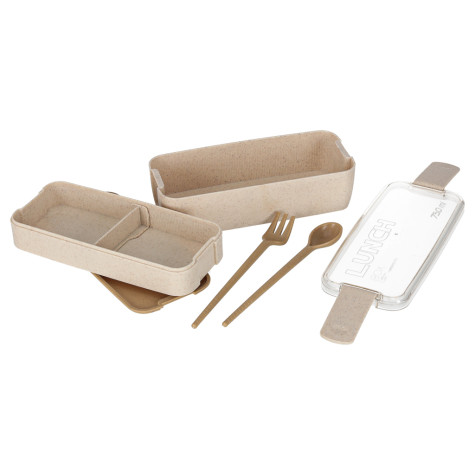Svačinový box s přihrádkami patrový 750 ml béžový ~ 8
