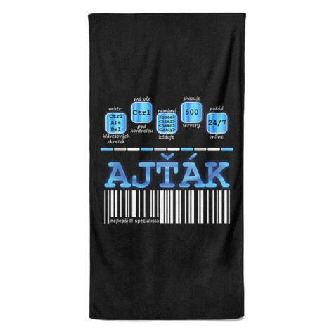 Osuška 140 x 70 cm - Ajťák 100% ~ 1