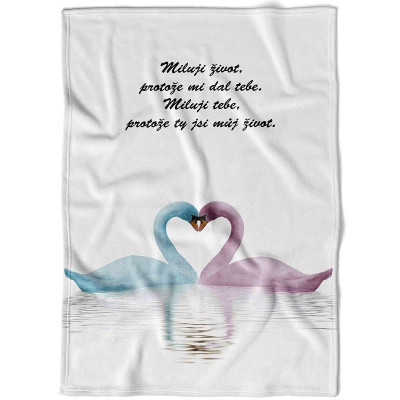 Deka 200 x 140 cm - Milující labutě