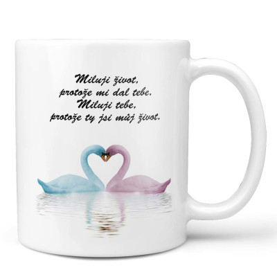 Hrnek 330 ml - Milující labutě