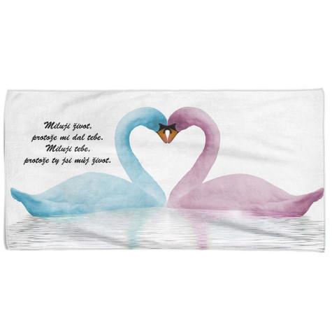 Osuška 140 x 70 cm - Milující labutě ~ 1