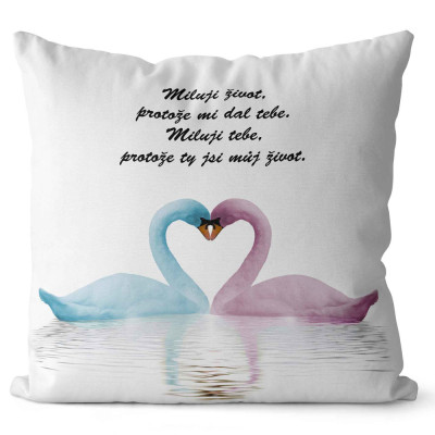 Polštář 40 x 40 cm - Milující labutě