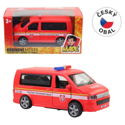 MaDe Auto na natažení Hasičská dodávka 14 cm