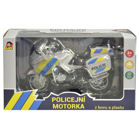MaDe Motorka policejní kovová 18 cm stříbrná ~ 3