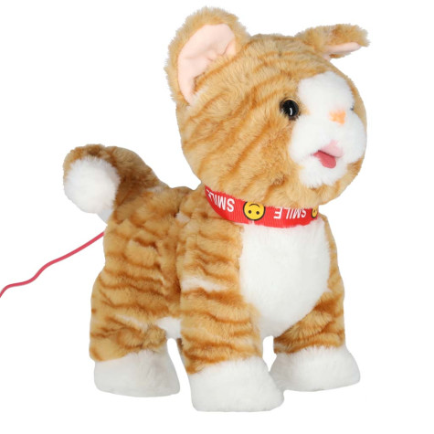 KIK Interaktivní kočka na vodítku - hnědá ~ 7