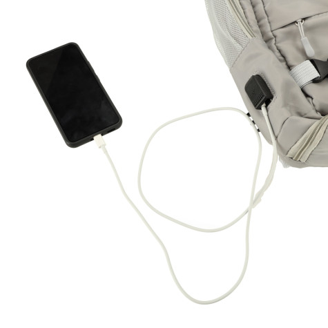 Cestovní batoh vodotěsný 45x16x28cm s USB kabelem - šedý ~ 6