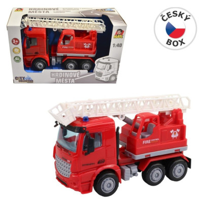 MaDe Auto hasičské s plošinou na setrvačník 16 cm