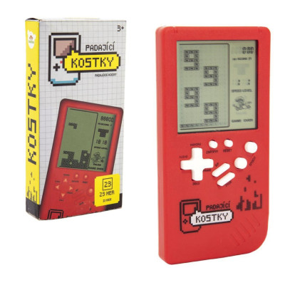 Teddies Digitální hra Padající kostky hlavolam 14x7cm - červená