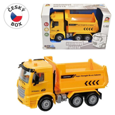 MaDe Auto stavební na setrvačník 16 cm žluté