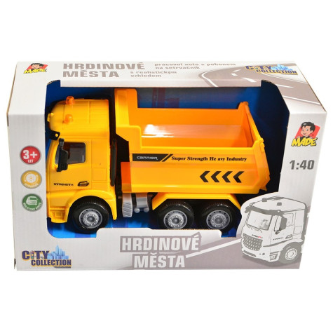 MaDe Auto stavební na setrvačník 16 cm žluté ~ 6