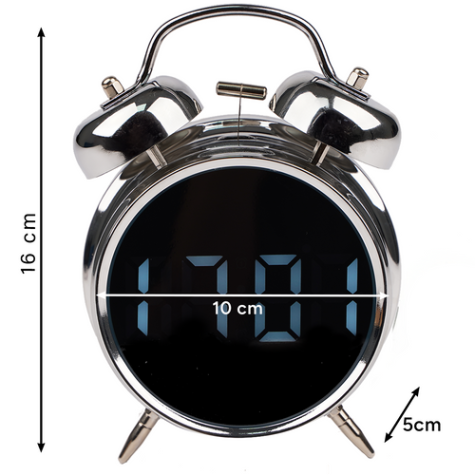 Digitální LED hodiny Retro budík stříbrný Izoxis 26337 ~ 4