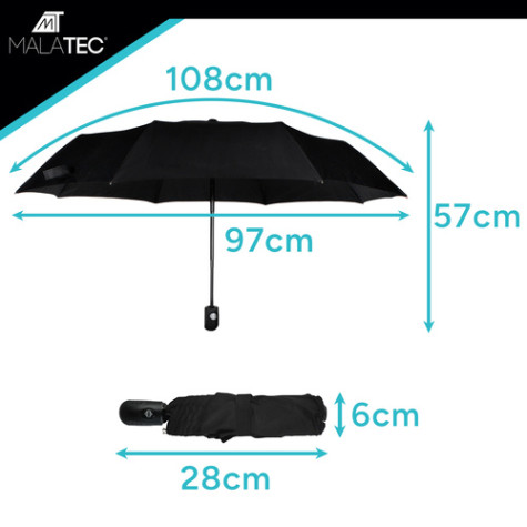 Skládací deštník vystřelovací 110 cm černý Malatec 3406 ~ 7