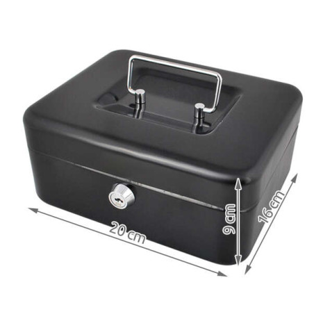 Příruční pokladna černá na klíč 20x16x9cm Malatec 822 ~ 8