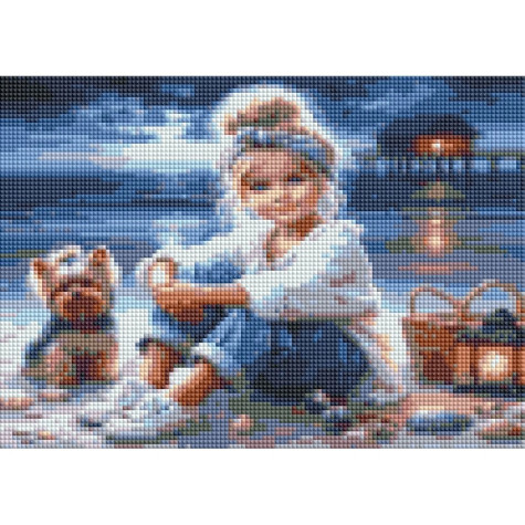 Norimpex Diamantový obrázek malování 30x40cm - Dívka s yorkshirským psem na pláži ~ 3
