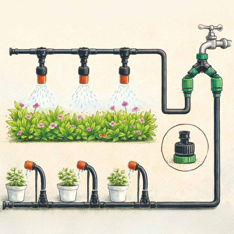 Zahradní zavlažovací systém s vodní clonou a mlhou 25m LUARO ~ 3