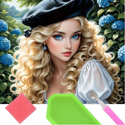 Norimpex Diamantový obrázek malování 30x40cm - Modrooká dívka s baretem