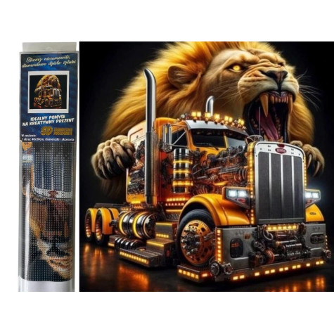 Norimpex Diamantový obrázek malování 30x40cm - Americký kamión se lvem ~ 1
