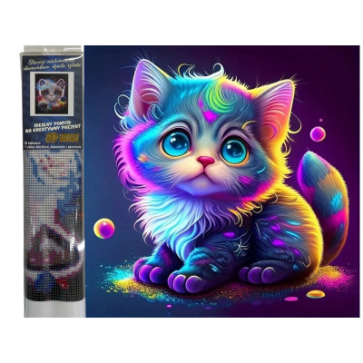 Norimpex Diamantový obrázek malování 30x40cm - Barevné kotě abstrakt