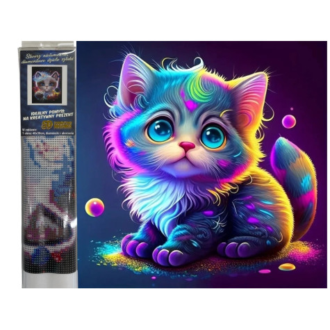 Norimpex Diamantový obrázek malování 30x40cm - Barevné kotě abstrakt ~ 1