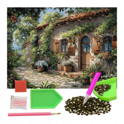 Norimpex Diamantový obrázek malování 30x40cm - Dům s dřevěnými okenicemi