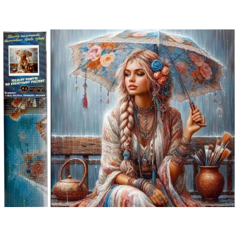 Norimpex Diamantový obrázek malování 30x40cm - Malířka pod deštníkem ~ 1