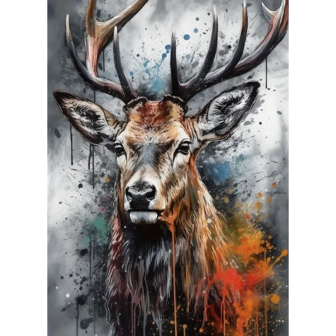 Norimpex Diamantový obrázek malování 30x40cm - Portrét jelen malovaný ~ 2