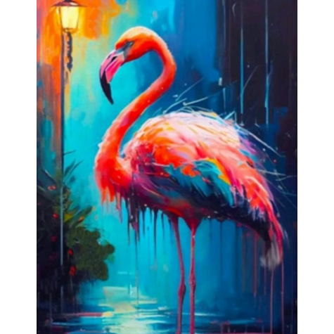 Norimpex Diamantový obrázek malování 30x40cm - Plameňák a lampa ~ 2