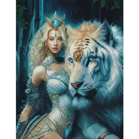 Norimpex Diamantový obrázek malování 30x40cm - Princezna s bílým tygrem ~ 3