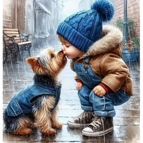 Norimpex Diamantový obrázek malování 30x40cm - Chlapeček s pejskem ~ 2