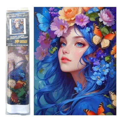 Norimpex Diamantový obrázek malování 30x40cm - Žena s květinami a motýly