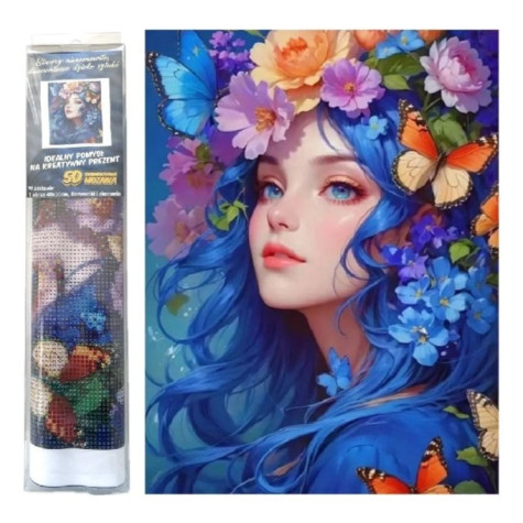 Norimpex Diamantový obrázek malování 30x40cm - Žena s květinami a motýly ~ 1