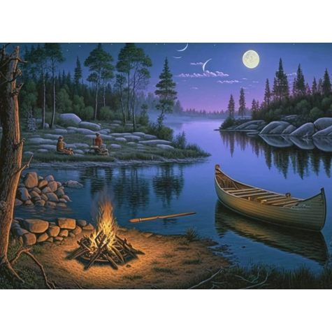 Norimpex Diamantový obrázek malování 30x40cm - Kempování u jezera ~ 2