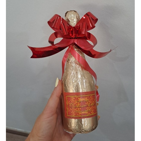 Fikar Čokoládová láhev šampaňského 250 g s mašlí - červená ~ 3