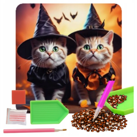 Norimpex Diamantový obrázek malování 30x40cm - Kočičí Halloween ~ 2