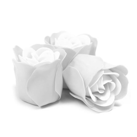 Mýdlové květy růže v dárkové krabičce 3 ks bílé ~ 2