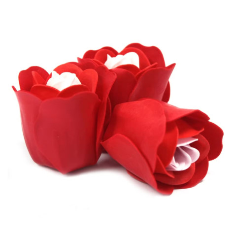 Mýdlové květy růže v dárkové krabičce 3 ks červené ~ 2